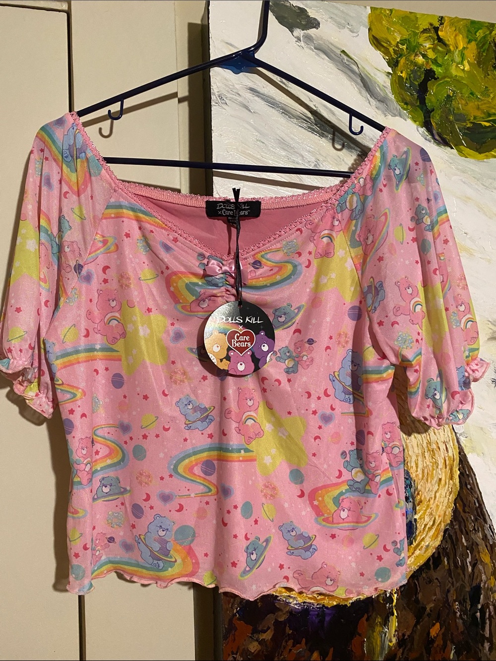 Dolls Kill x Care Bears Pink Mesh Top